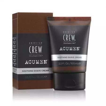 Crème apaisante de rasage Soothing shave cream Acumen de la marque American Crew avec sa boîte