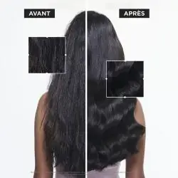 Résultat avant après Frizz-Glaze Cream Kérastase, cheveux plus lisses et brillants avec moins de frisottis