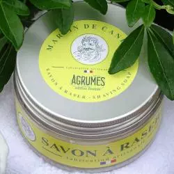 le pot de savon à raser artisanal aux agrumes martin de candre - made in france