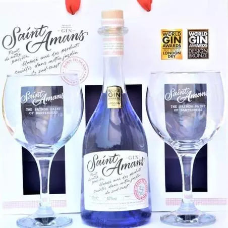 coffret cadeau Gin saint amans original avec ses verres-meilleur gin français